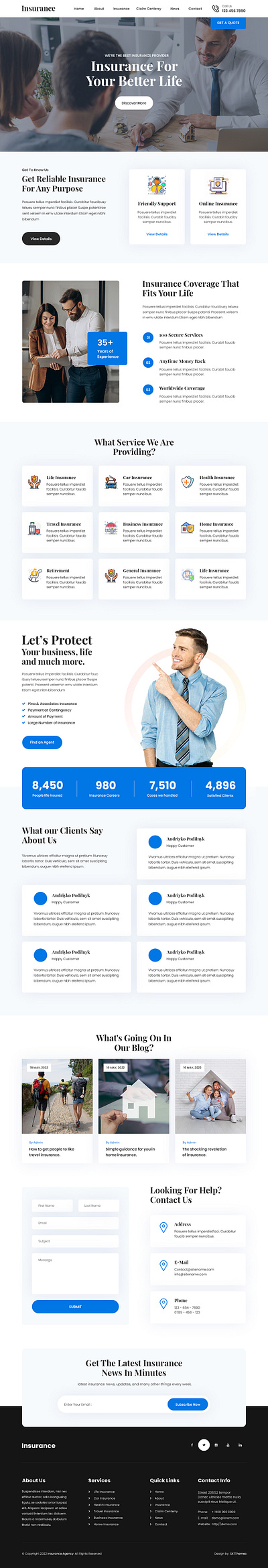 SKT Insurance - Free Insurance Company WordPress Theme branding design insurance insurance design theme design website builder wordpress design wordpress development wordpress template wordpress theme