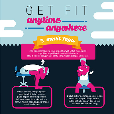 Instagram Post : Get Fit Anytime Anywhere - 5 minute Yoga design graphic design illustration infographic instagram post