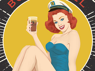 Crimson Bombshell Update for 2014 beer branding illustration pin up