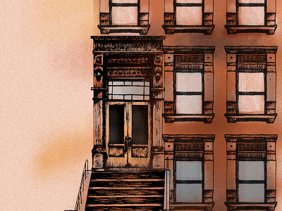 Brownstone brownstone illustration ink texture vintage