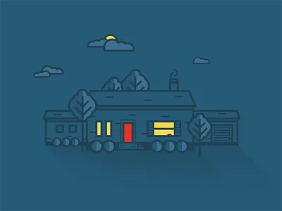 Cozy Home blue home house illustration line primary colors simple