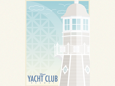 Yacht Club Poster clean disney epcot gradient illustration illustrator lighthouse vector