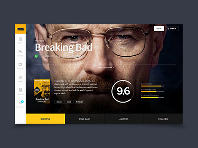 IMDB Concept Hero app black breaking bad design hero imdb interface ui ux video