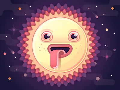 Drooling Sunny Dude character fun illustration illustrator meteor planet sky space sun vector
