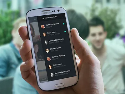 Android app - Contacts Screen android app flat menu mobile notification search swipe