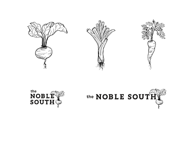 The Noble South beet botanical carrot icon illustration leek local organic restaurant southern vegetable