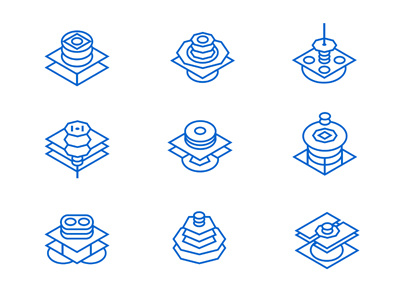 Tech Identity Symbols clean geometry isometry lines outlines proportions symbols