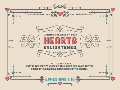 Ephesians 1:18 bible border eye flat frame heart illustration line scripture simple swirls verse