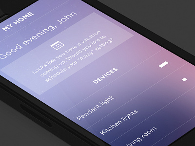 Connected Home Landing Screen ambient app calendar home house ios light notification smart ui ux weather