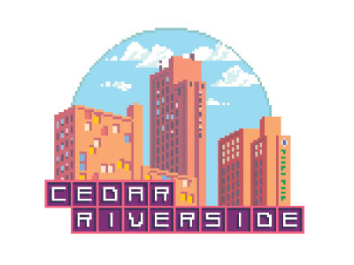 City Living, On the Riverside illustration minneapolis neighborhood pixel