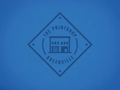 The Printshop blue branding building diamond icon identity logo