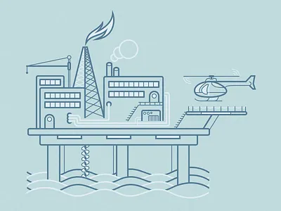 Oil Rig illustration marine offshore oil platform rig