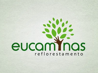 Eucaminas Logo brand brasil brazil hand logo logotypes nature reforestation tree tutom