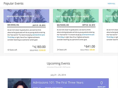 Events area concept cards events ui workshops