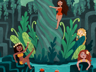 Water Girls illustration trees water