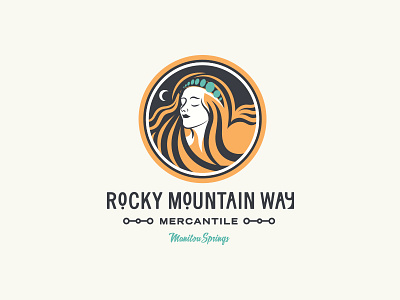 Rocky Mountain Way branding illustration logo logo design moon mountain woman