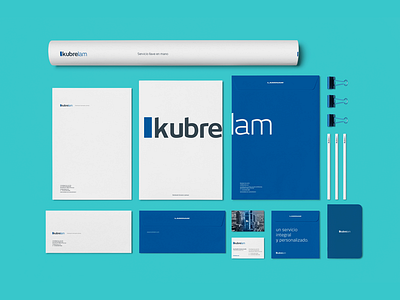 Kubrelam Stationary blue branding construction design identity kubrelam mexico monterrey stationary tonico