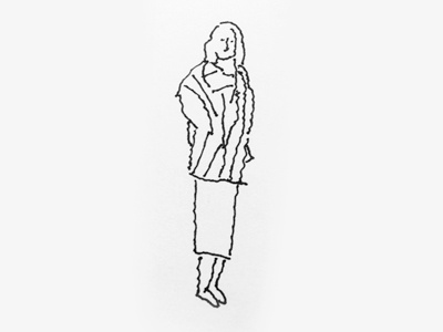 Woman in a fur coat and a long skirt illustration ink woman