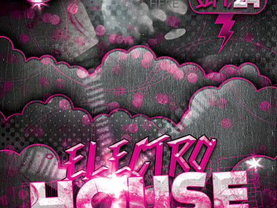 Electro House Pink Party Flyer Template aged concrete dance dark distressed dj event flyer flyer template glow