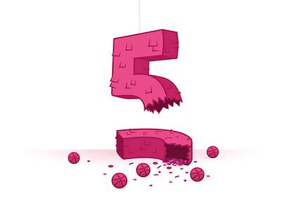 Dribbble 5 years anniversary Piñata anniversary candy dribbble illustration numbers pinata