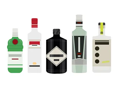 Gin Bottles 2 bottles gin illustration