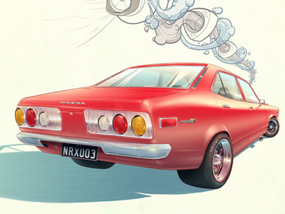 Steve's Rx3 car digital drawing illustration jdm mazda photoshop rx3