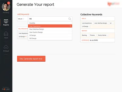 Keyword Criteria clean form interface keywords left nav piqube tags ui