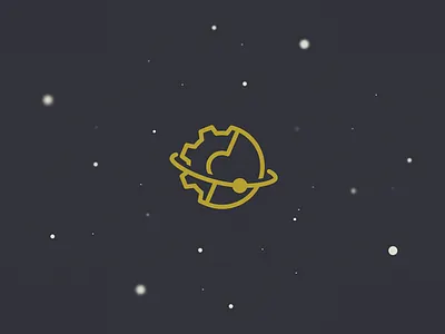 Globe + mechanical wheel + orbit color flat galaxy globe idea logo meaning mechanics minimal orbit triple wheel