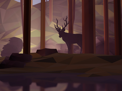 Forest • Low poly 3d bush c4d cinema4d deer forest low lowpoly nature poly render tree