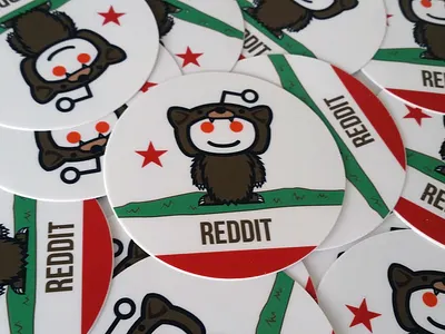 reddit California flag stickers alien bear california flag official reddit redditgifts snoo star stickers