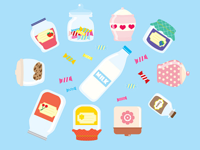 Colorful Jars and Sweets candies candy cherries cookies honey jam jar kitchen marmalade strawberries sugar sweets