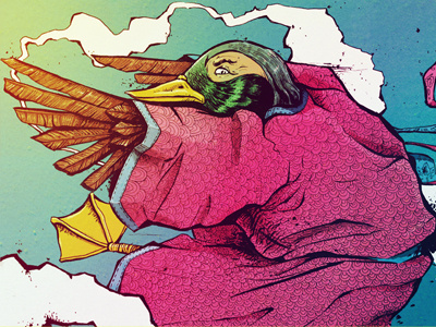 Samurai Duck character duck illustration pink samurai