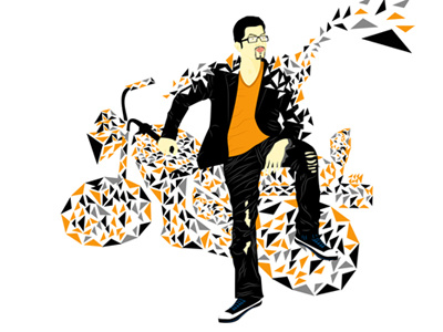 Triangle project bike designer experiment illustration inspiration man portrait triangle vector
