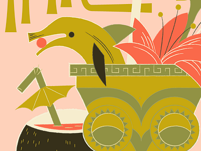 . . . _____ cocktail coconut drink flat illustration luau tiki umbrella vector
