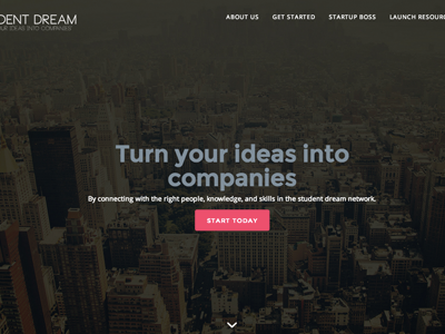 Student Dream Dribbble interface one page startup ui