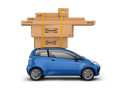 IKEA boxes 3 3d boxes car cardboard cargo cgi ikea model render