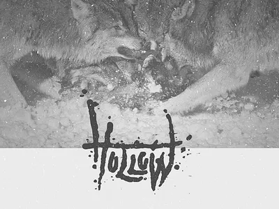 Hollow caligraphy dark eerie gloomy grunge handmade metal texture typography wolves