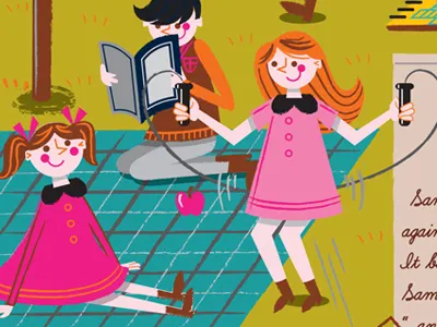 Puzzle Illustration II apple grass illustration kids picnic puzzle robyn mitchell school skipping