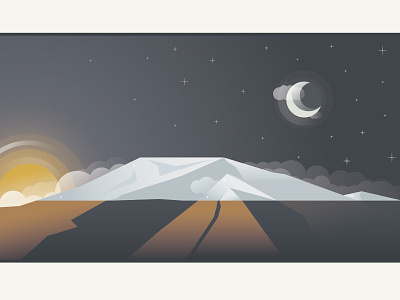 Kilimanjaro flat illustration illustrator kilimanjaro moon mountain night sun sunrise vector