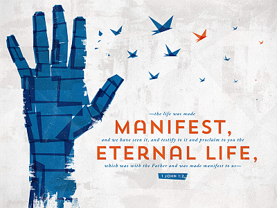 Manifest bible bird hand illustration paint square texture verse