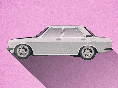 Datsun 510 datsun datsun 510 flat icon illustration long shadow photoshop cc 2014 retro vintage