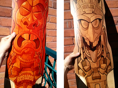 Restless: WIM & NKD Pictures design grey illustration longboard orange photo picture skateboard tiki yellow