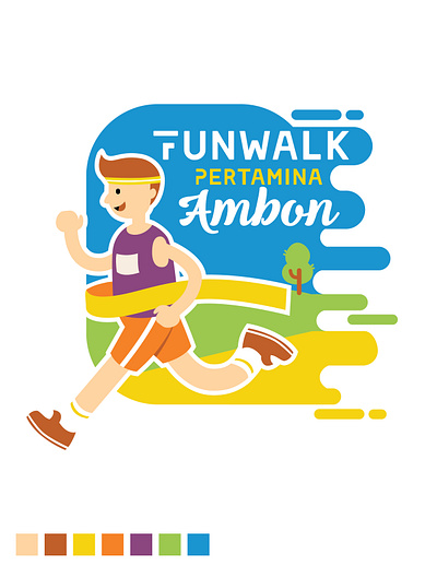 Fun Walk : Pertamina Ambon branding flat design graphic design illustration t shirt design