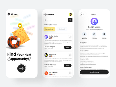 Job Finder Application app design design job finder app design job finder app ui design job finding application design mobile app design moder design modern ui design ui ui design ui trends uiux design user interface user interface design ux ux design ux research