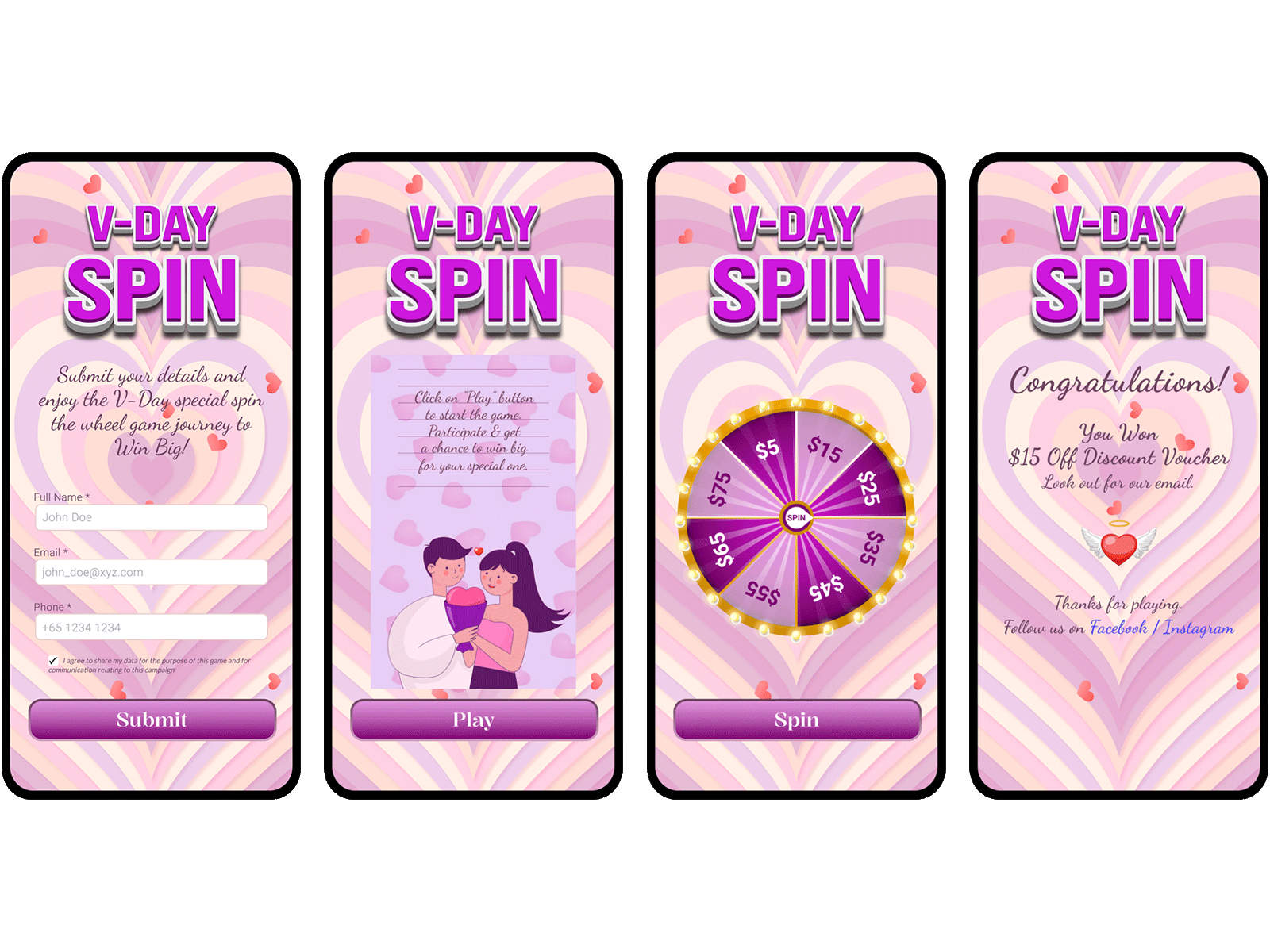 V-Day Spin and win campaign brand engagement customer engagement digital marketing digital voucher e voucher gamification luck based game online branding reward management spin and win valentines day valentines day campaign vouchermatic