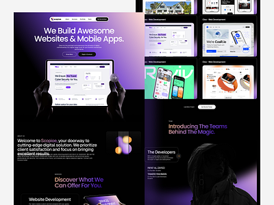 Scopioe - Agency Website agency branding design development header modern purple ui ux web web developm web header