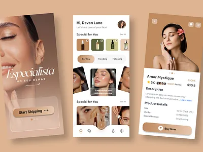 Elegant Skincare App UI - A Smooth Shopping Experience! ✨ aesthetic ui app concept beauty ui clean ui dark mode ui dribbble best shots ecommerce app figma design luxury design minimal ui mobile app design modern design neumorphism shopping app skincare app smooth interaction soft ui uiux user experience user interface