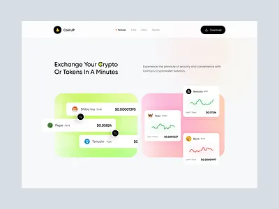 Coin Up :: Landing Page app design crypto cryptocurrency design home page illustration landing page meme meme coin nft trump coin ui ui design wallet web design website