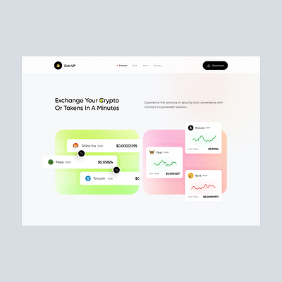 Coin Up :: Landing Page app design crypto cryptocurrency design home page illustration landing page meme meme coin nft trump coin ui ui design wallet web design website