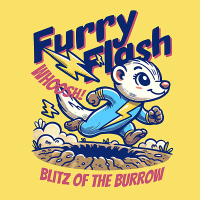 Blitz of the Burrow animal cartoon comic ferret funny kittl pop culture print on demand superhero t shirt t shirt design